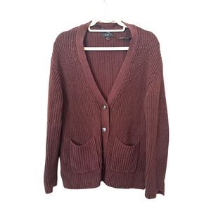 LINE THE‎ LABEL Oversized Ribbed Cardigan Brown XS